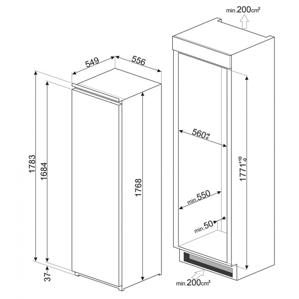 Встраиваемые морозильные камеры SMEG SMEG Smeg S8F174DNE