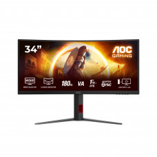 Монитор AOC CU34G4 34, Curved, 3440x1440, VA, 180hz, 80M1, 300cd, 0.5ms, 2xHDMI 2.0, DP 1.4, H. adj 130mm, pivot, VESA, 3Y, Blackred AOC CU34G4