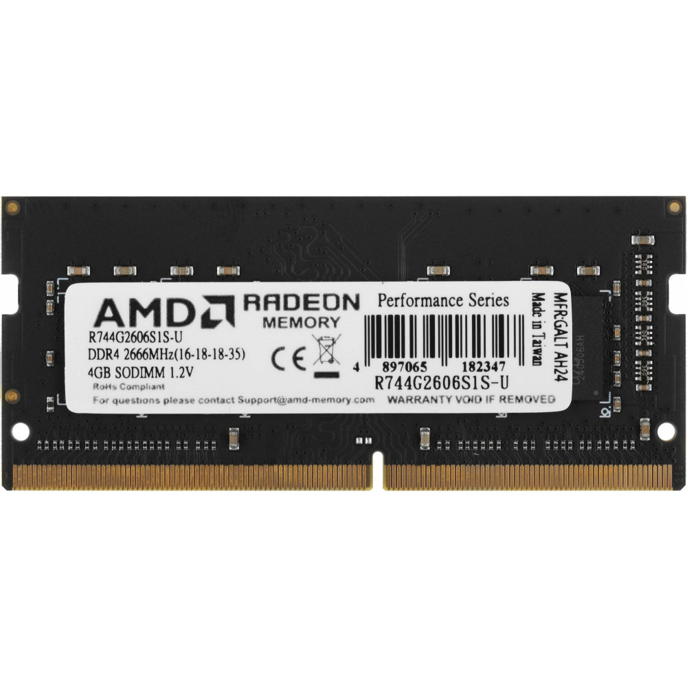Память DDR4 4Gb 2666MHz AMD R744G2606S1S-U