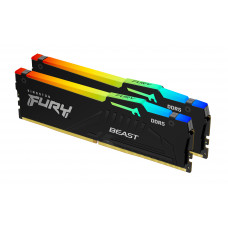 Модуль памяти Kingston 64Gb DDR5 PC44800, 5600Mhz (2*32Gb) DIMM  FURY Beast RGB CL36 EXPO (Kit of 2) (KF556C36BBE2-32)