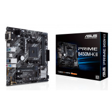 Материнская плата ASUS PRIME B450M-K II, Socket AM4, AMD B450, 2xDDR4, 4xSATA, 1xM.2, 1xPCIe 3.0 x16, 2xPCIe x1, 1xDVI-D, 1xHDMI, 1xVGA, 1x 1Gb LAN, 4xUSB-A 3.2 Gen 1, 2xUSB-A 2.0, 3x3.5 мм, 7.1, mATX