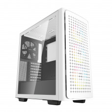 Компьютерный корпус Deepcool CK560 WH без БП, боковое окно (закаленное стекло), 3xARGb LED 120мм вентилятора спереди и 1x140мм вентилятор сзади, белый, ATX