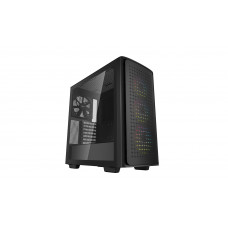 Компьютерный корпус Deepcool CK560 без БП, боковое окно (закаленное стекло), 3xARGb LED 120мм вентилятора спереди и 1x140мм вентилятор сзади, черный, ATX