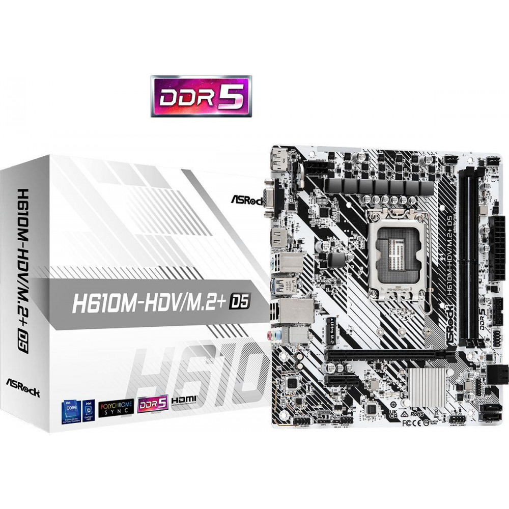 Материнская плата ASRock H610M-HDVM.2+ D5