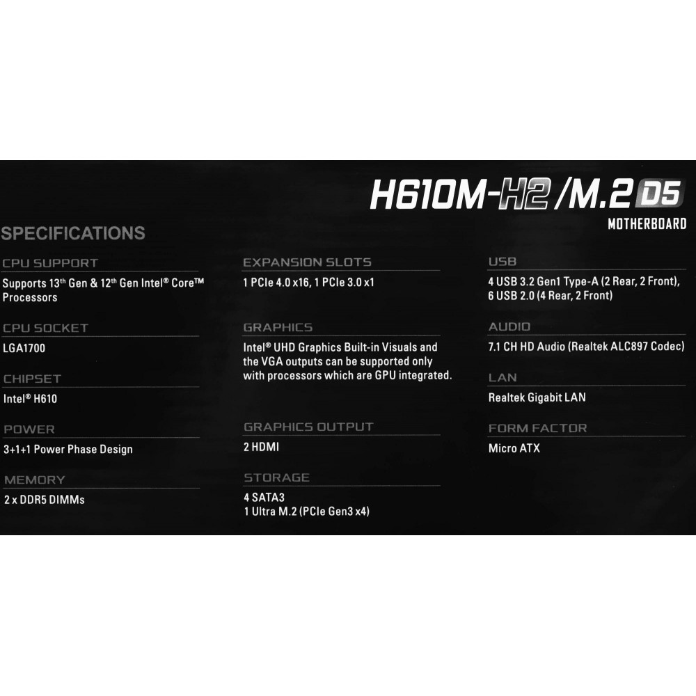 Материнская плата ASRock H610M-H2M.2 D5