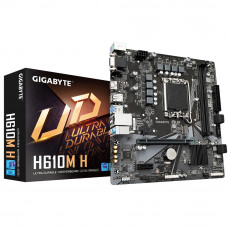 Материнская плата Gigabyte H610M H, LGA 1700, Intel H610, 2xDDR5, 4xSATA, 1xM.2, 1xPCIe 4.0 x16, 1xPCIe x1, 1xHDMI, 1xVGA, 1x 1Gb LAN, 2xUSB-A 3.2 Gen 1, 4xUSB-A 2.0, 3x3.5 мм, 7.1, mATX