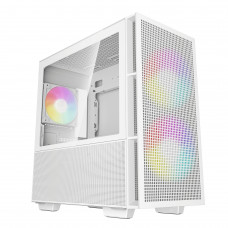 Компьютерный корпус Deepcool CH360 WH без БП, боковое окно (закаленное стекло), 2x140мм ARGb LED вентилятор спереди и 1x120мм ARGb LED вентилятор сзади, белый, mATX