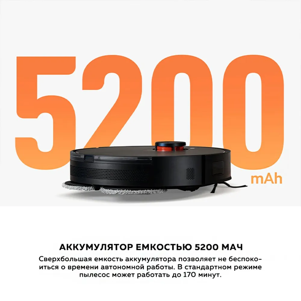 Робот-пылесос Xiaomi Robot Vacuum S20+ (черный) EU Xiaomi Моющий робот-пылесос Robot Vacuum S20+, черный