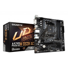 Материнская плата Gigabyte A520M DS3H AC, AM4, AMD A520, 4xDDR4, 4xSATA, 1xM.2, 1xPCIe 3.0 x16, 2xPCIe x1, 1xHDMI, 1xDP, 1xDVI-D, 1x 1Gb LAN, Wi-Fi, Bluetooth, 4xUSB-A 3.2 Gen 1, 2xUSB-A 2.0, 3x3.5 мм, 7.1, mATX