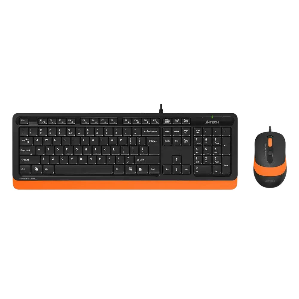 Клавиатура + мышь A4Tech Fstyler F1010 клавчерныйоранжевый мышьчерныйоранжевый USB Multimedia (F A4Tech F1010 ORANGE