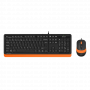Клавиатура + мышь A4Tech Fstyler F1010 клавчерныйоранжевый мышьчерныйоранжевый USB Multimedia (F A4Tech F1010 ORANGE