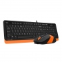 Клавиатура + мышь A4Tech Fstyler F1010 клавчерныйоранжевый мышьчерныйоранжевый USB Multimedia (F A4Tech F1010 ORANGE