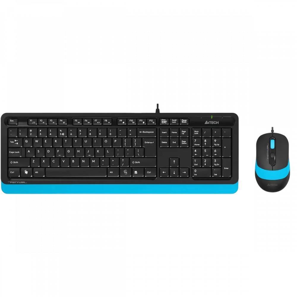 Клавиатура + мышь A4Tech Fstyler F1010 клавчерныйсиний мышьчерныйсиний USB Multimedia (F1010 BLU A4Tech F1010 BLUE