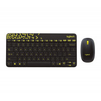 Комплект беспроводной клавиатура+мышь Logitech MK240 черный/желтый (920-008198)
