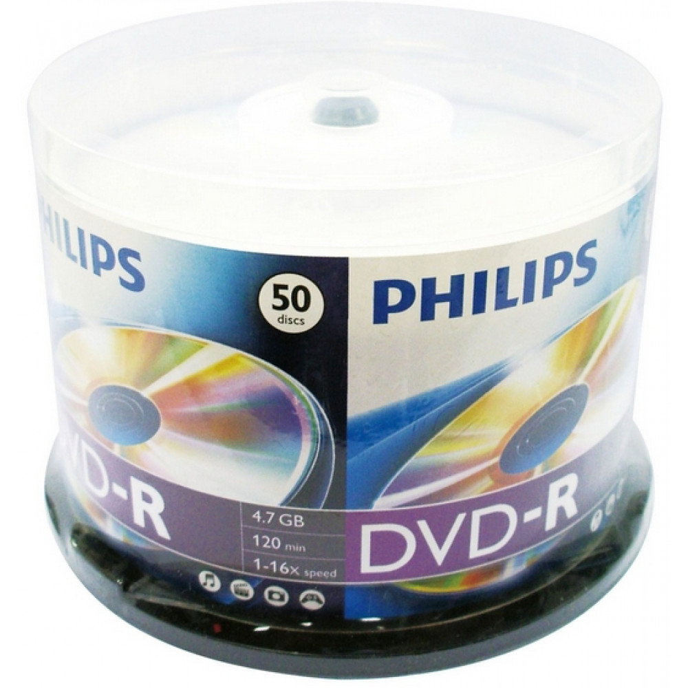 Диск DVD-R Philips 4.7Gb 16x Cake Box (50шт) (5751) Диск DVD-R Philips 4.7Gb 16x Cake Box (50шт) (5751)
