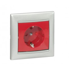 Розетка Legrand Valena 1-ая с заземлением, с блокировкой, красный 774327