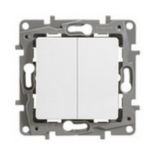 Выключатель 2-клавишный с подсветкой, на винтах, 10АХ, бел. ETIKA 