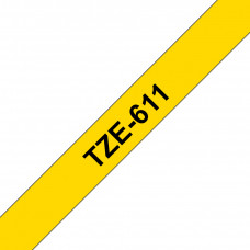 Картридж Brother TZE-611 6 мм, 8 м, черный шрифт, желтый фон, для BROTHER P-touch