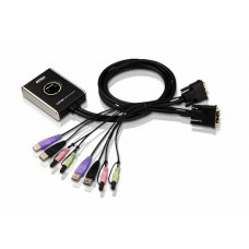Переключатель KVM ATEN (CS682-AT) KVM+Audio, 1 user USB+DVI-D => 2 cpu USB+DVI-D, со встр.шнурами USB+Audio 2x1.2м., 1920x1200, настол., исп.стандарт.