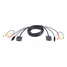 Кабель KVM USB(тип А Male)+DVI-D(Male)2хАудио(Male) (-) USB(тип B Male)+DVI-D(Male)+2хАудио(Male) 3м., черный. CABLE DVI/USB B/MC.SP-DVI/USB A 3M