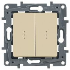 Выключатель 2-клавишный с подсветкой, на винтах, 10АХ, сл. кость