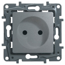 Розетка 2К на винтах, защ. шт., алюминий ETIKA 
