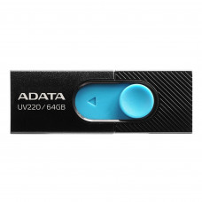 Флешка USB ADATA UV220 (AUV220-64G-RBKBL), 64 Gb, USB 2.0, R/W 15/5, черный/голубой