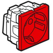 Механизм розетки Legrand 1-м СП Mosaic 2модульный, с заземлением, красный Leg 077214 124965