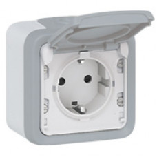 Розетка 2К+3 - немецкий стандарт - с винтовыми зажимами - Программа Plexo - серый - 16 A - 250 В