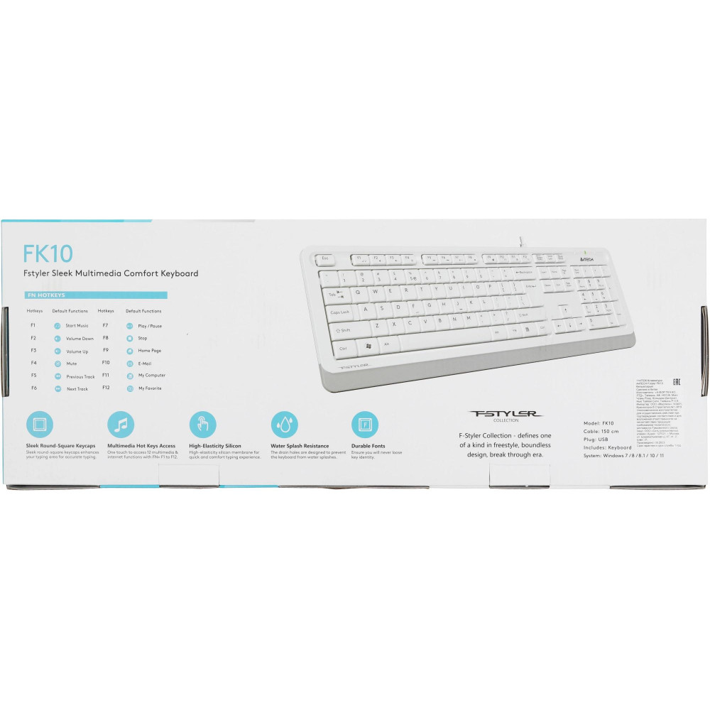Клавиатура A4Tech FK10 WHITE