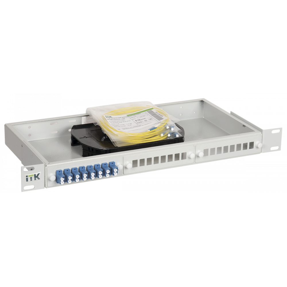 ITK 1U кросс укомплектованный LC (duplex) 16шт (OS2) ITK FOBX24-1U-16LCUD09