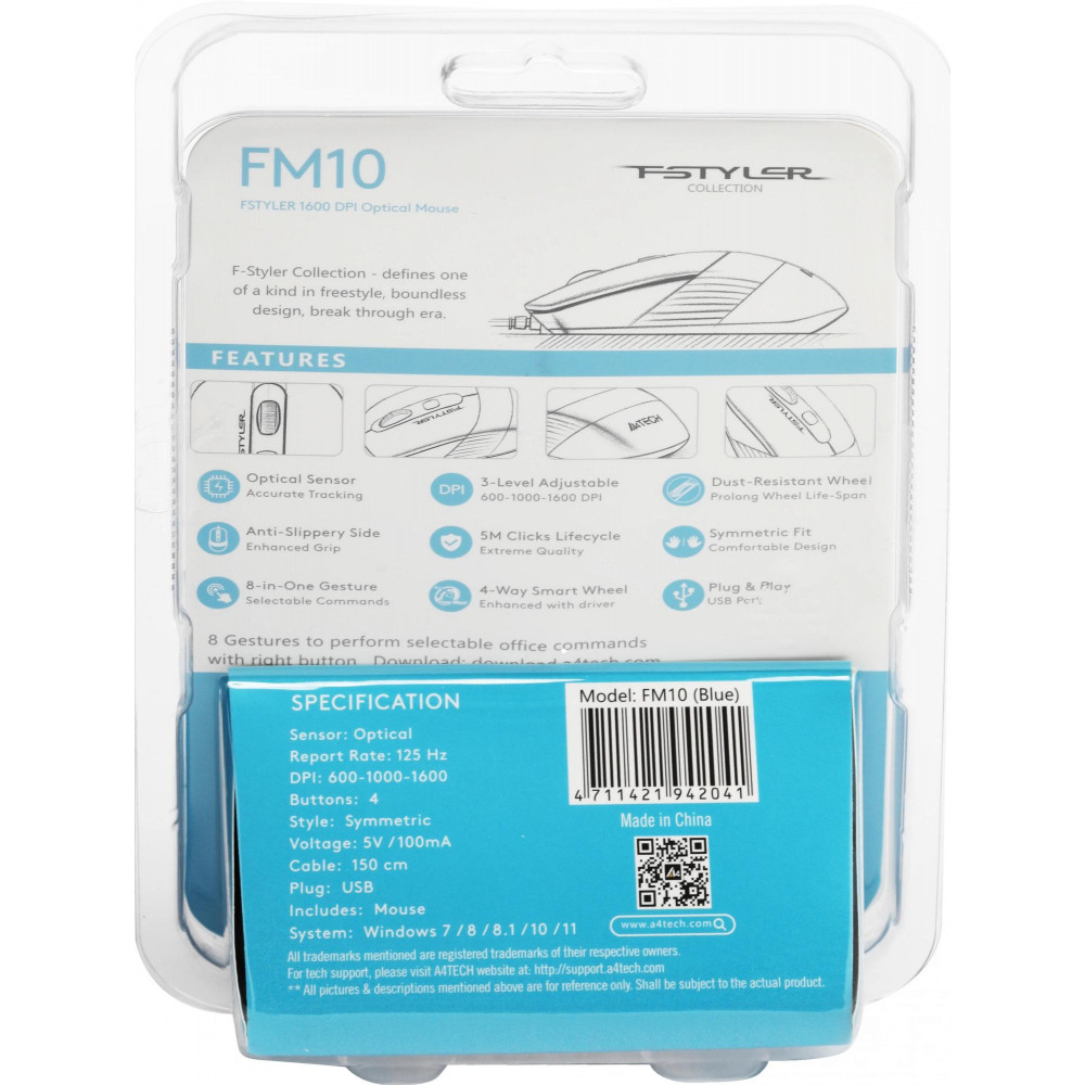 Мышь A4Tech FM10 BLUE