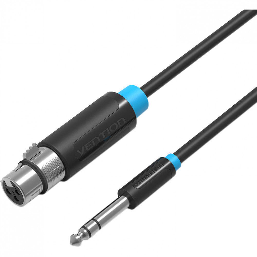 Кабель Vention аудио Jack 6.5 MXLR F - 2м Vention Кабель jack 6.5 mm(m)XLR(f) - 2 м (BBEBH)