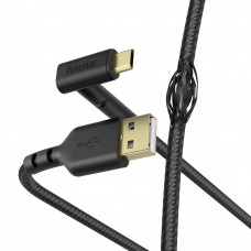 Кабель Hama 00187215 microUSB (m) угловой USB 2.0 (m) 1.5м черный