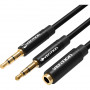 Переходник-разветвитель Vention гибкий Jack 3.5 mm F 4 pinJack 3.5 mm M x 2 - 1м Vention Разветвитель mini Jack 3.5 mm Fmini Jack 3.5 mm M x 2 - 1 м (BBDBF)