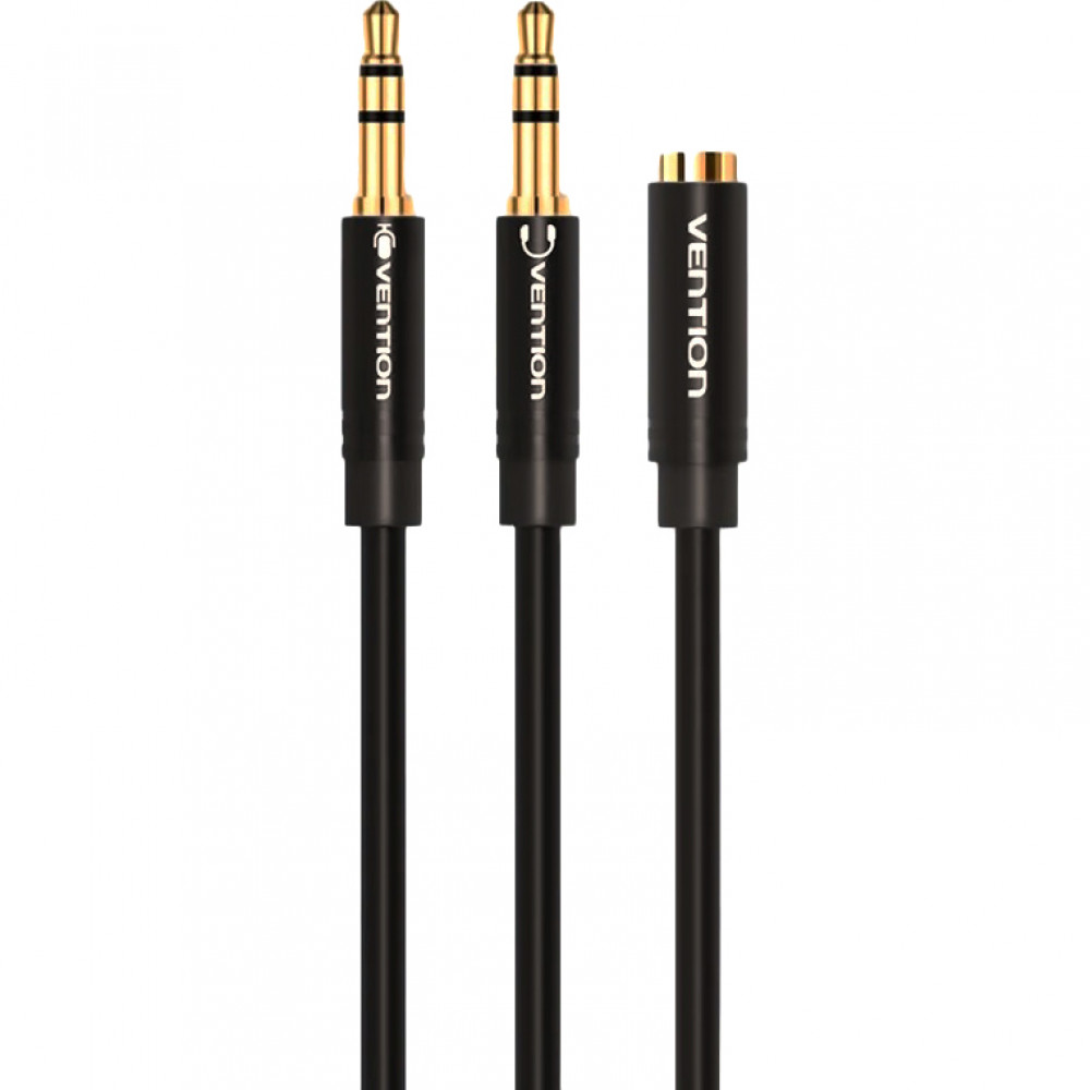 Переходник-разветвитель Vention гибкий Jack 3.5 mm F 4 pinJack 3.5 mm M x 2 - 1м Vention Разветвитель mini Jack 3.5 mm Fmini Jack 3.5 mm M x 2 - 1 м (BBDBF)