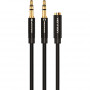 Переходник-разветвитель Vention гибкий Jack 3.5 mm F 4 pinJack 3.5 mm M x 2 - 1м Vention Разветвитель mini Jack 3.5 mm Fmini Jack 3.5 mm M x 2 - 1 м (BBDBF)
