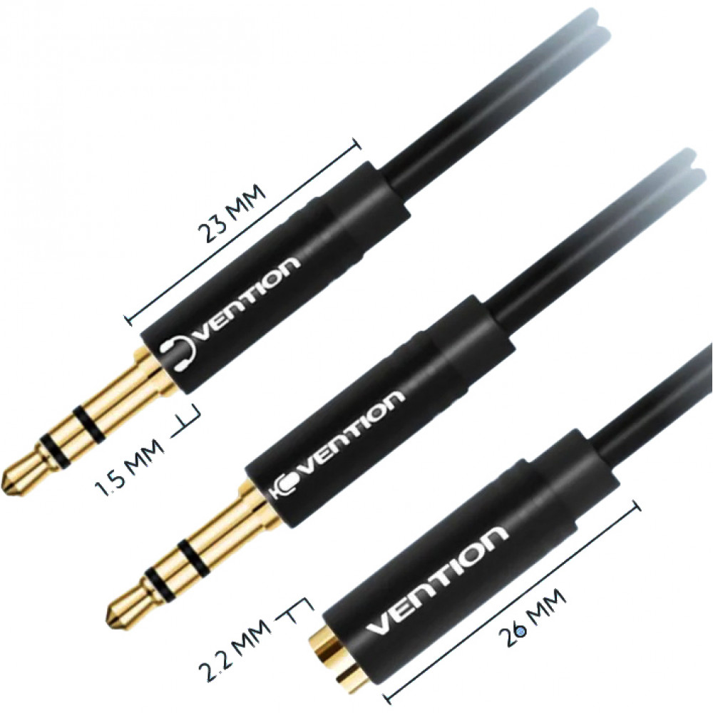Переходник-разветвитель Vention гибкий Jack 3.5 mm F 4 pinJack 3.5 mm M x 2 - 1м Vention Разветвитель mini Jack 3.5 mm Fmini Jack 3.5 mm M x 2 - 1 м (BBDBF)