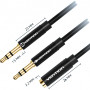 Переходник-разветвитель Vention гибкий Jack 3.5 mm F 4 pinJack 3.5 mm M x 2 - 1м Vention Разветвитель mini Jack 3.5 mm Fmini Jack 3.5 mm M x 2 - 1 м (BBDBF)