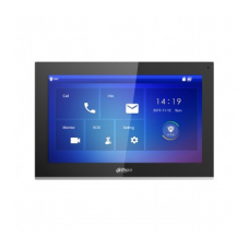 Монитор видеодомофона IP 10 дюймовый черный, 1024x600 разрешение мкостной сенсорный экран тревожные входы выходы 61 LAN встроенная карта памяти до 8Гб Возможность просмотра IP видеокамер Питание DC 12ВPoE Габаритные размеры 260 мм 170 мм 28 мм Dahua DH-V