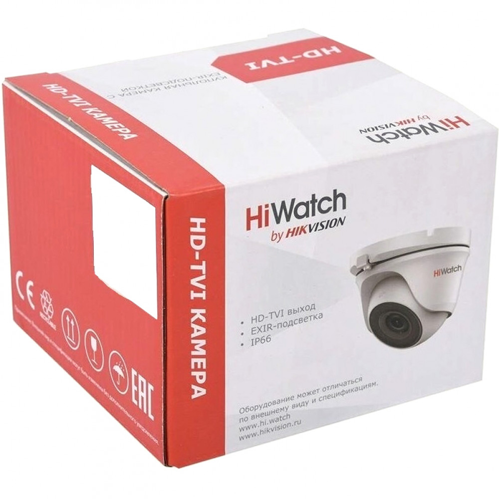 2Мп уличная купольная HD-TVI камера с EXIR-подсветкой до 20м HiWatch Камера видеонаблюдения HD-TVI уличная HIWATCH DS-T203(B) (3.6 mm)