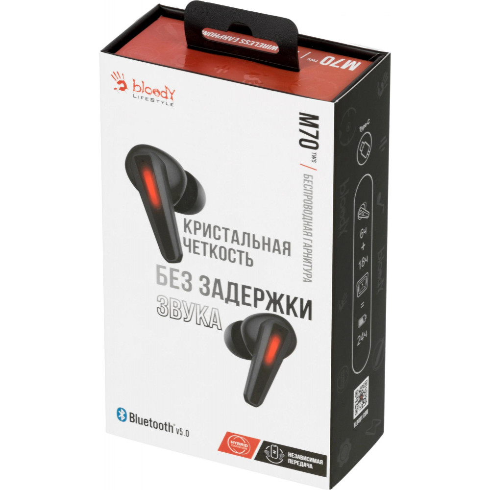 Гарнитура внутриканальные A4Tech M70 BLACK+ RED