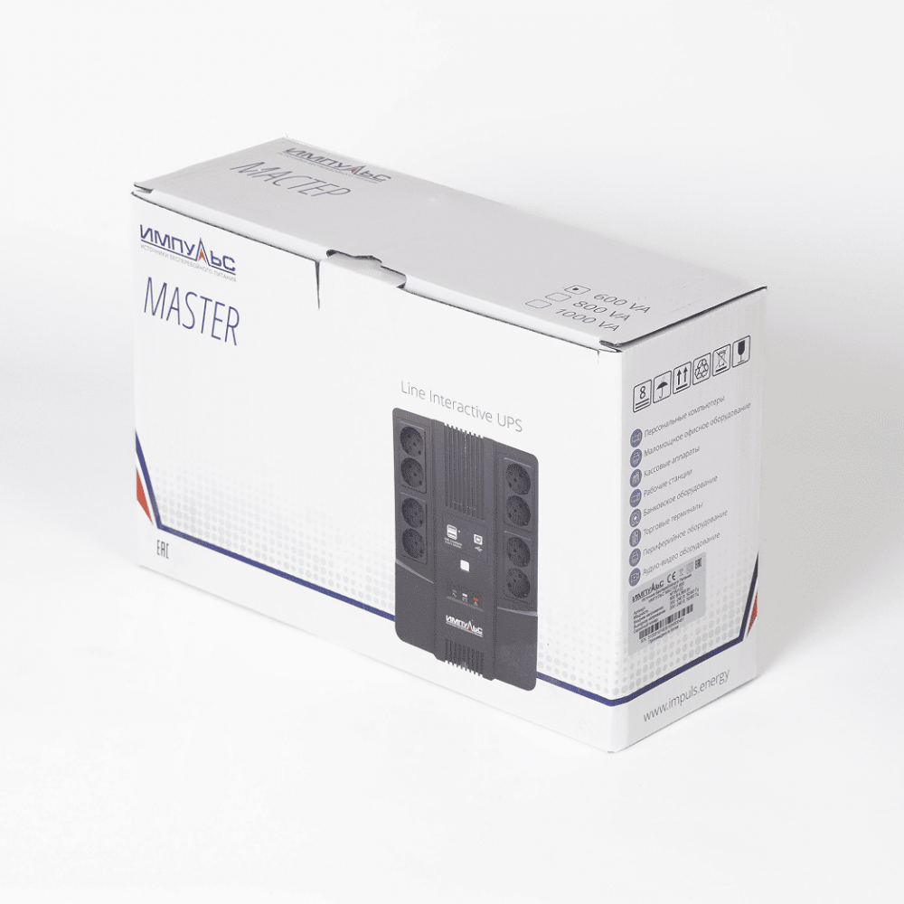 ИБП МАСТЕР 600, 600360 ВАВт, LED, USB, RJ11RJ45, SCHUKOx8 Импульс MT60102