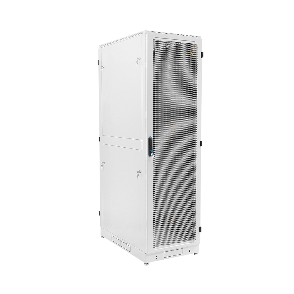 Шкаф серверный напольный 42U (600 1000) дверь перфорированная, задние двойные перфорированные ЦМО ШТК-М-42.6.10-48АА