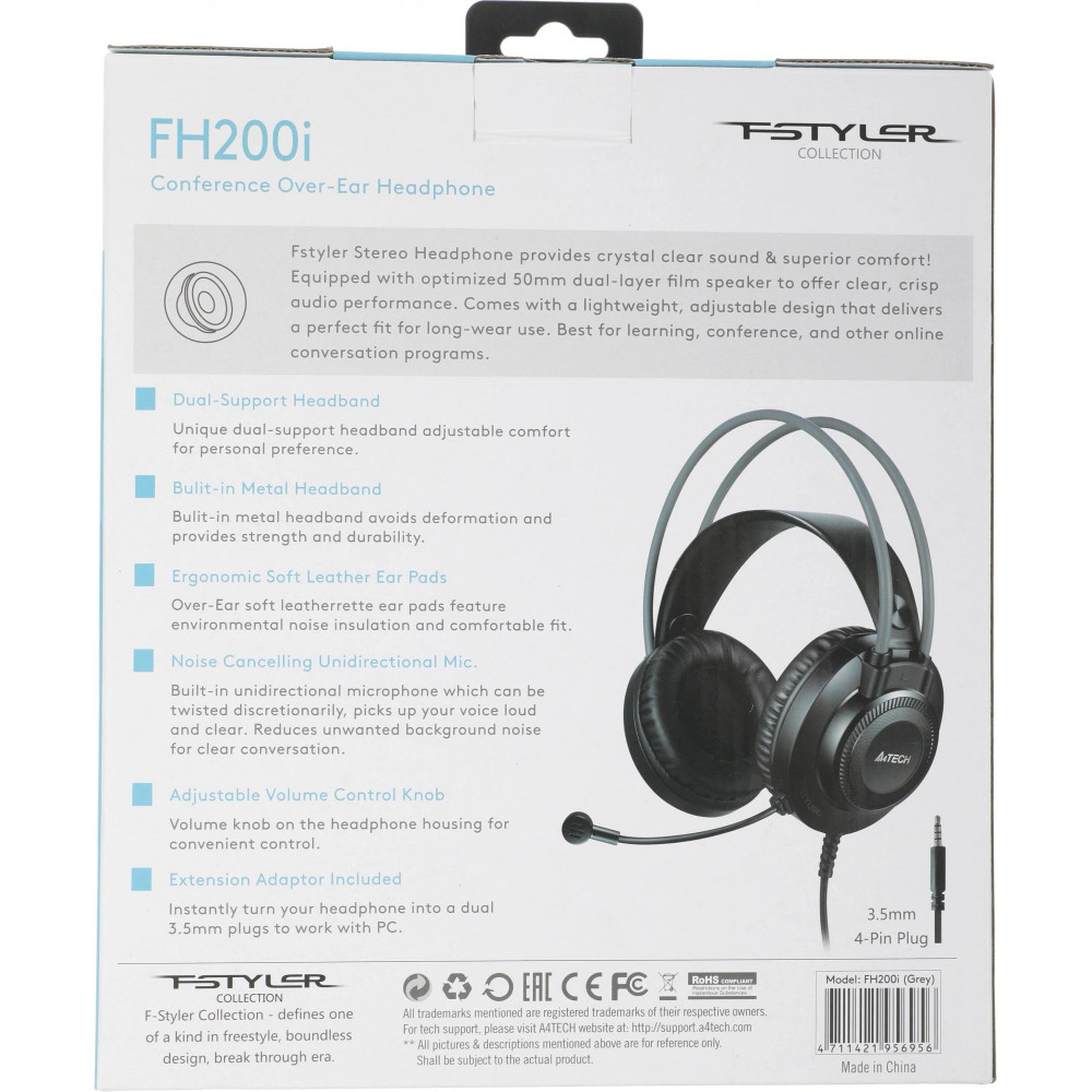 Наушники с микрофоном A4Tech FH200I GREY