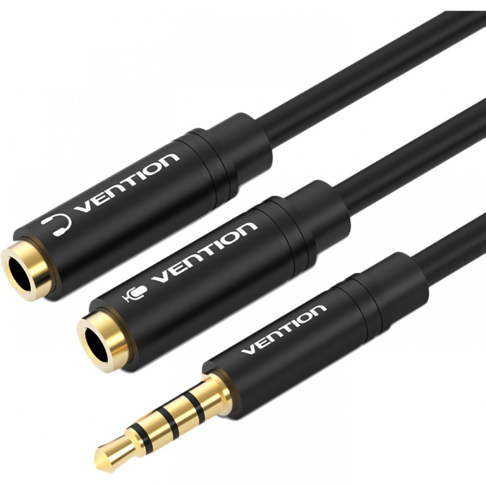 Переходник-разветвитель Vention гибкий Jack 3.5 mm M 4 pinJack 3.5 mm F x 2 - 0.3м Vention Разветвитель mini Jack 3.5 mm Mmini Jack 3.5 mm F x 2 - 0.3 м (BBCBY)