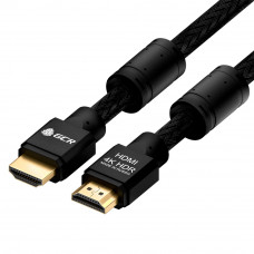GCR Кабель 10.0m HDMI версия 2.0, HDR 420, Ultra HD, 4K 60 fps 60Hz5K30Hz, 3D, AUDIO, 18.0 Гбитс, 2828 AWG, OD7.8mm, тройной экран, черный нейлон, AL корпус черный, фер.кольца, GCR-53191 Greenconnect HDMI (m) - HDMI (m) 10м черный