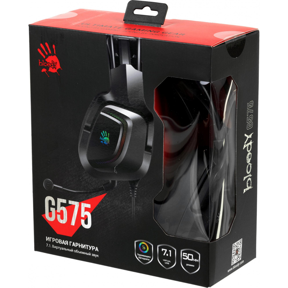 Наушники с микрофоном A4Tech G575 USB BLACK