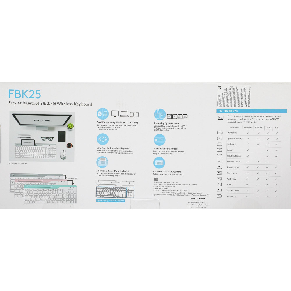 Клавиатура A4Tech FBK25 WHITE