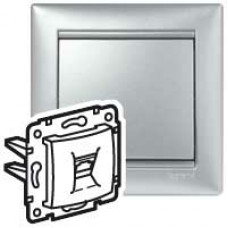 Розетка комп(RJ45) 1-ая 5 кат ISDN 300MHz 8конт Valena Алюминий